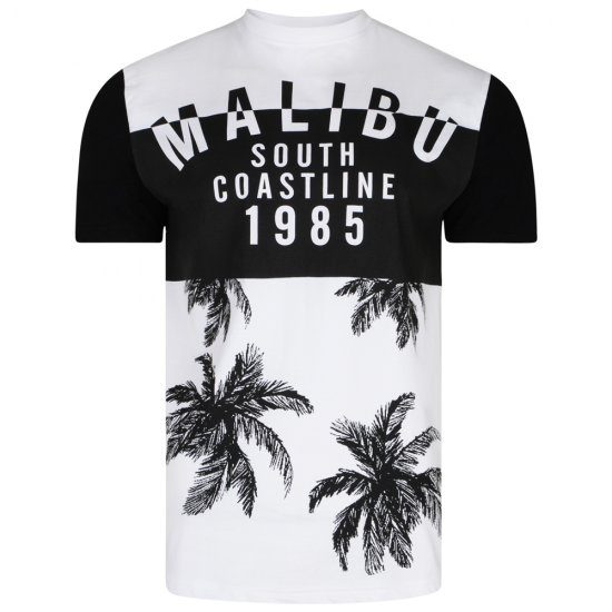 Kam Jeans 5228 Malibu T-shirt Black/White - Μακό μπλουζάκια - Aνδρικά μπλουζεσ μεγάλα μεγέθη