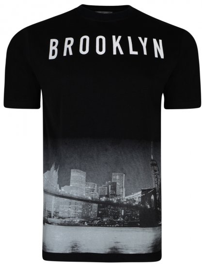 Kam Jeans 5229 Brooklyn T-shirt Black - Μακό μπλουζάκια - Aνδρικά μπλουζεσ μεγάλα μεγέθη