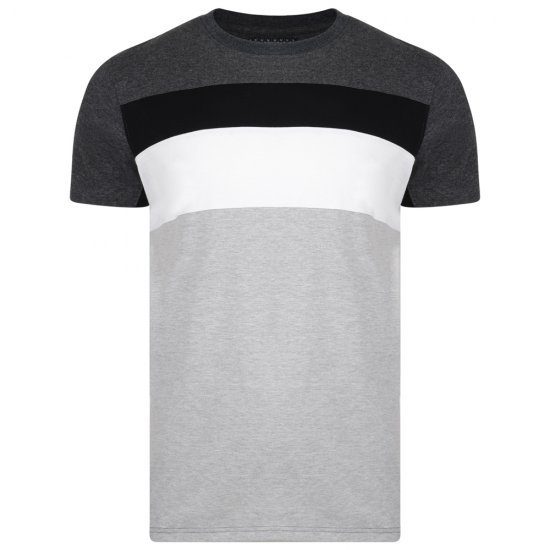 Kam Jeans 5231 Cut and Sew T-shirt Grey - Μακό μπλουζάκια - Aνδρικά μπλουζεσ μεγάλα μεγέθη