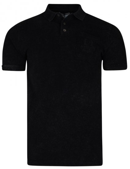 Kam Jeans 5232 Acid Wash Polo Black - Πόλο μπλουζάκια - Aνδρικά μπλουζακια πολο μεγάλα μεγέθη