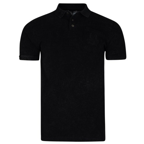 Kam Jeans 5232 Acid Wash Polo Black - Πόλο μπλουζάκια - Aνδρικά μπλουζακια πολο μεγάλα μεγέθη