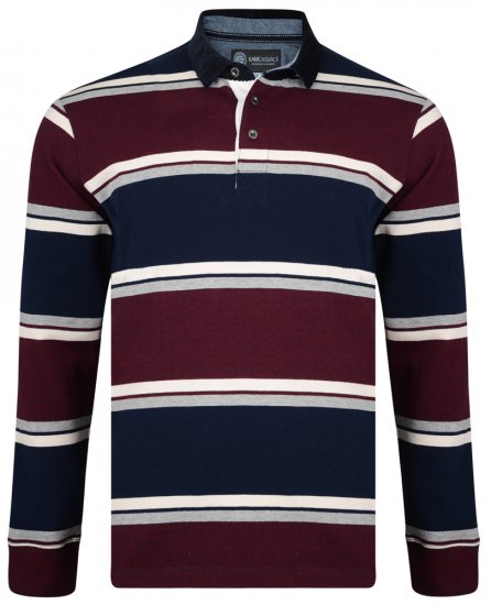 Kam Jeans 5242 Long Sleeve Polo Burgundy - Πόλο μπλουζάκια - Aνδρικά μπλουζακια πολο μεγάλα μεγέθη