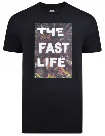 Kam Jeans 5258 Fast Life T-Shirt Black - Μακό μπλουζάκια - Aνδρικά μπλουζεσ μεγάλα μεγέθη