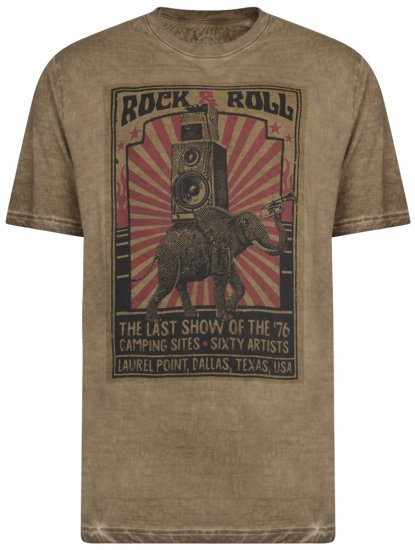Kam Jeans 5282 Slub Wash T-shirt Olive - Μακό μπλουζάκια - Aνδρικά μπλουζεσ μεγάλα μεγέθη