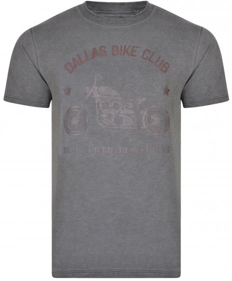 Kam Jeans 5316 Dallas Bike Club T-shirt Charcoal - Μακό μπλουζάκια - Aνδρικά μπλουζεσ μεγάλα μεγέθη