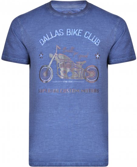 Kam Jeans 5316 Dallas Bike Club T-shirt Indigo Blue - Μακό μπλουζάκια - Aνδρικά μπλουζεσ μεγάλα μεγέθη