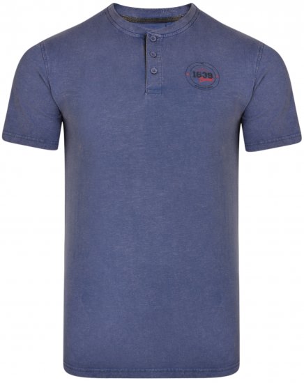 Kam Jeans 5320 Buttoned T-shirts Indigo Blue - Μακό μπλουζάκια - Aνδρικά μπλουζεσ μεγάλα μεγέθη