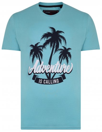 Kam Jeans 5332 Adventure T-Shirt Aqua - Μακό μπλουζάκια - Aνδρικά μπλουζεσ μεγάλα μεγέθη