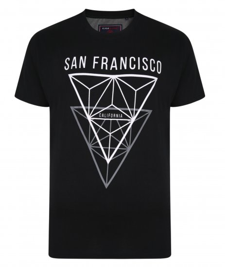 Kam Jeans 5334 San Fransisco Tee Black - Μακό μπλουζάκια - Aνδρικά μπλουζεσ μεγάλα μεγέθη