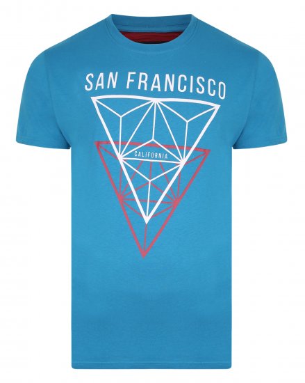 Kam Jeans 5334 San Fransisco Tee Blue - Μακό μπλουζάκια - Aνδρικά μπλουζεσ μεγάλα μεγέθη
