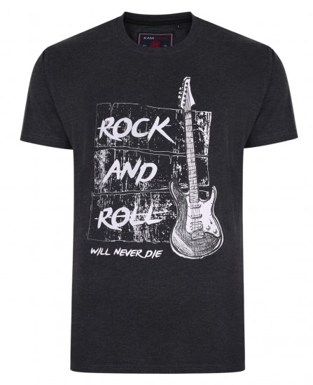 Kam Jeans 5338 Rock And Roll Tee Charcoal - Μακό μπλουζάκια - Aνδρικά μπλουζεσ μεγάλα μεγέθη
