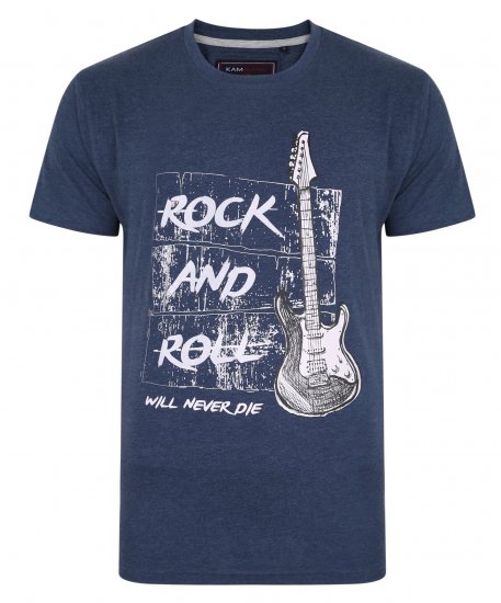 Kam Jeans 5338 Rock And Roll Tee Blue - Μακό μπλουζάκια - Aνδρικά μπλουζεσ μεγάλα μεγέθη