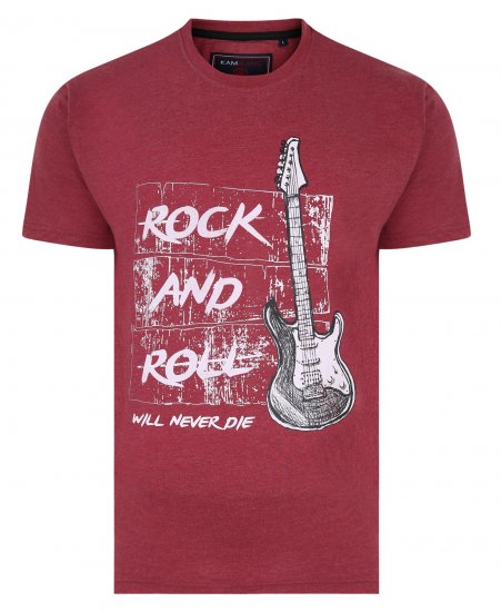 Kam Jeans 5338 Rock And Roll Tee Wine - Μακό μπλουζάκια - Aνδρικά μπλουζεσ μεγάλα μεγέθη