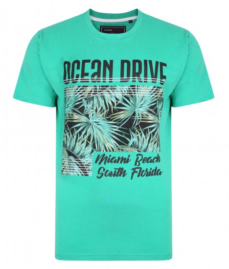 Kam Jeans Ocean Drive Crew Neck Tee Emerald - Μακό μπλουζάκια - Aνδρικά μπλουζεσ μεγάλα μεγέθη