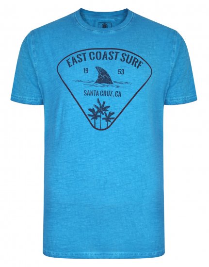 Kam Jeans East Coast Crew Neck Tee Turk Blue - Μακό μπλουζάκια - Aνδρικά μπλουζεσ μεγάλα μεγέθη
