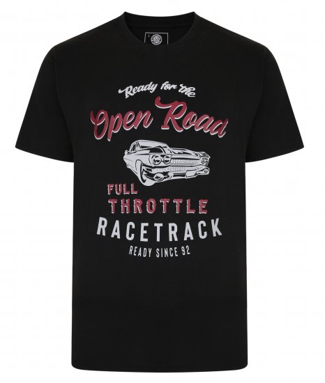 Kam Jeans 5342 Open Road Tee Black - Μακό μπλουζάκια - Aνδρικά μπλουζεσ μεγάλα μεγέθη