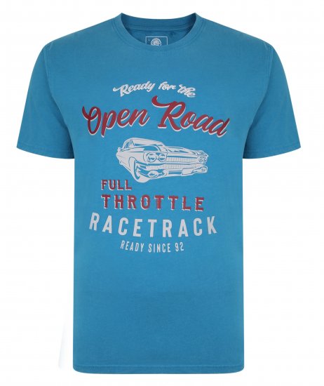 Kam Jeans 5342 Open Road Tee Blue - Μακό μπλουζάκια - Aνδρικά μπλουζεσ μεγάλα μεγέθη