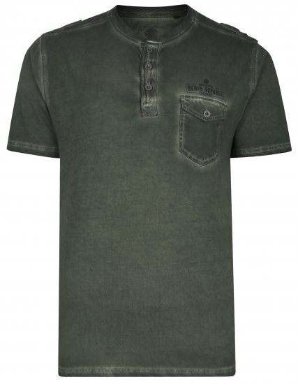 Kam Jeans 5343 Grandad Collar Fashion Tee khaki - Μακό μπλουζάκια - Aνδρικά μπλουζεσ μεγάλα μεγέθη