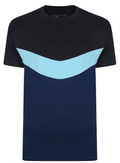 Kam Jeans Contrast Colours Crew Neck Tee Navy - Μακό μπλουζάκια - Aνδρικά μπλουζεσ μεγάλα μεγέθη