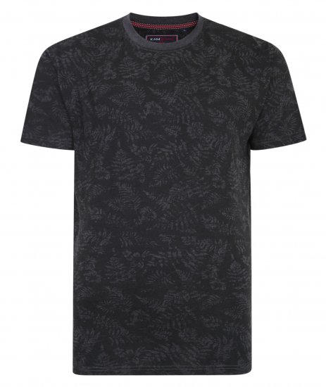 Kam Jeans 5345 Leaf Tee Charcoal - Μακό μπλουζάκια - Aνδρικά μπλουζεσ μεγάλα μεγέθη