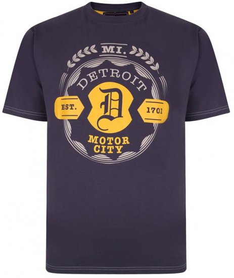 Kam Jeans 5350 Detroits Motors T-shirt Charcoal - Μακό μπλουζάκια - Aνδρικά μπλουζεσ μεγάλα μεγέθη