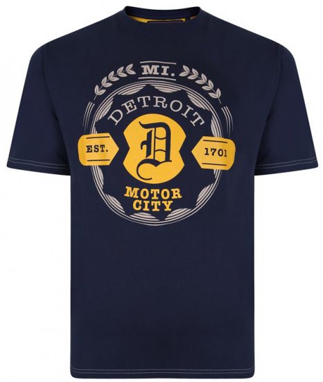 Kam Jeans 5350 Detroits Motors T-shirt Indigo - Μακό μπλουζάκια - Aνδρικά μπλουζεσ μεγάλα μεγέθη