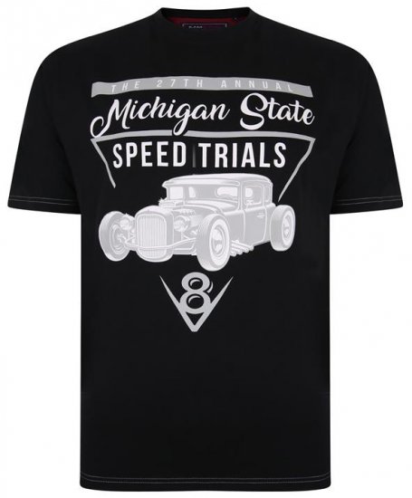 Kam Jeans 5352 Michigan State T-shirt Black - Μακό μπλουζάκια - Aνδρικά μπλουζεσ μεγάλα μεγέθη