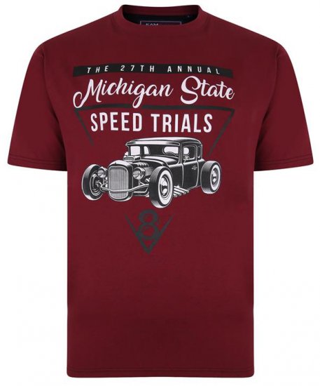 Kam Jeans 5352 Michigan State T-shirt Burgundy - Μακό μπλουζάκια - Aνδρικά μπλουζεσ μεγάλα μεγέθη