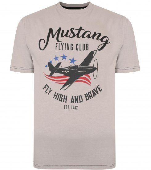 Kam Jeans Mustang Flying Club T-shirt Ash - Μακό μπλουζάκια - Aνδρικά μπλουζεσ μεγάλα μεγέθη