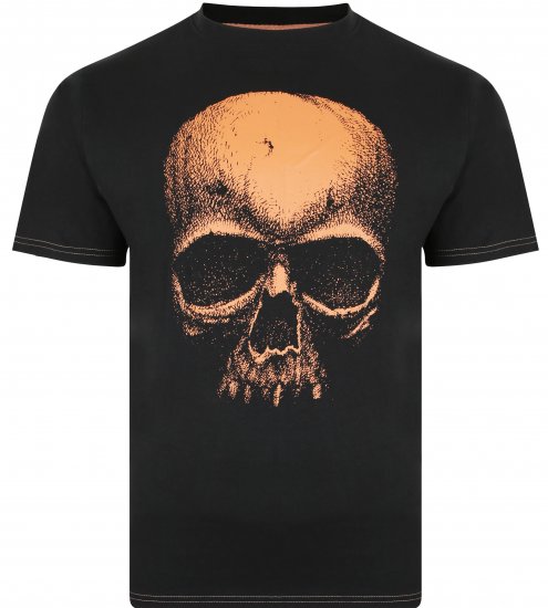 Kam Jeans 5374 Ghost Skull Print T-shirt Black - Μακό μπλουζάκια - Aνδρικά μπλουζεσ μεγάλα μεγέθη