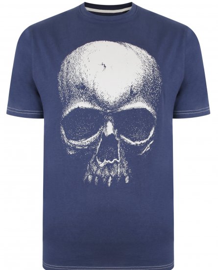 Kam Jeans 5374 Ghost Skull Print T-shirt Navy - Μακό μπλουζάκια - Aνδρικά μπλουζεσ μεγάλα μεγέθη