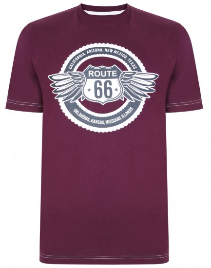 Kam Jeans 5388 Route 66 T-Shirt Purple - Μακό μπλουζάκια - Aνδρικά μπλουζεσ μεγάλα μεγέθη