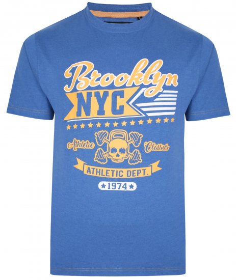 Kam Jeans 5389 Brooklyn NYC T-Shirt Blue - Μακό μπλουζάκια - Aνδρικά μπλουζεσ μεγάλα μεγέθη