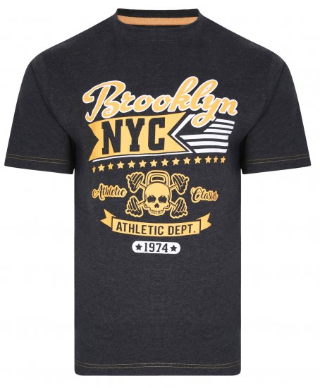 Kam Jeans 5389 Brooklyn NYC T-Shirt Charcoal - Μακό μπλουζάκια - Aνδρικά μπλουζεσ μεγάλα μεγέθη