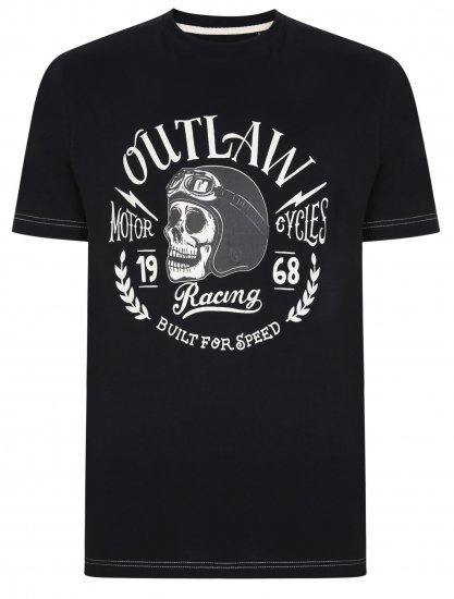 Kam Jeans 5391 Outlaws Skull Print T-Shirt - Μακό μπλουζάκια - Aνδρικά μπλουζεσ μεγάλα μεγέθη