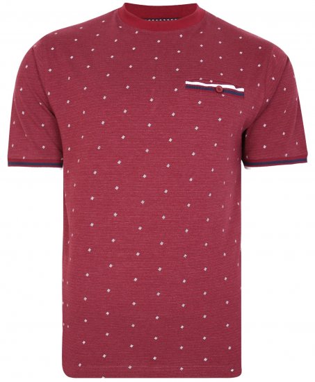 Kam Jeans 5396 Drop Needle Jersey Tee With Dobby Print Burgundy - Μακό μπλουζάκια - Aνδρικά μπλουζεσ μεγάλα μεγέθη