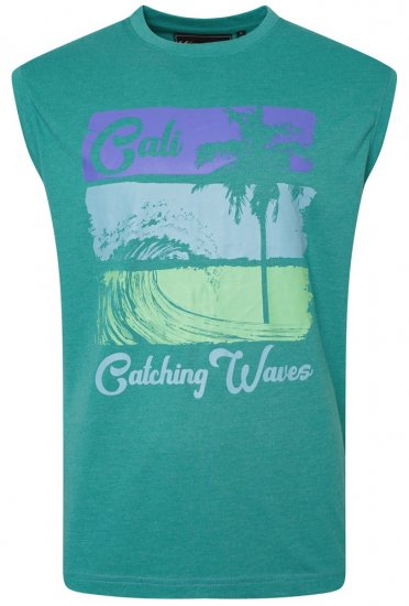 Kam Jeans 5397 California Sleeveless Tee Emerald - Μακό μπλουζάκια - Aνδρικά μπλουζεσ μεγάλα μεγέθη
