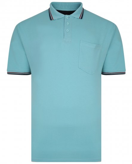 Kam Jeans 5400B Tipped Polo with Pocket Aqua - Πόλο μπλουζάκια - Aνδρικά μπλουζακια πολο μεγάλα μεγέθη
