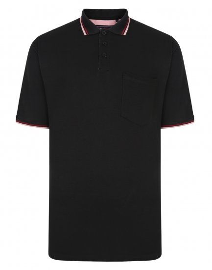 Kam Jeans Polo with Pocket Black - Πόλο μπλουζάκια - Aνδρικά μπλουζακια πολο μεγάλα μεγέθη