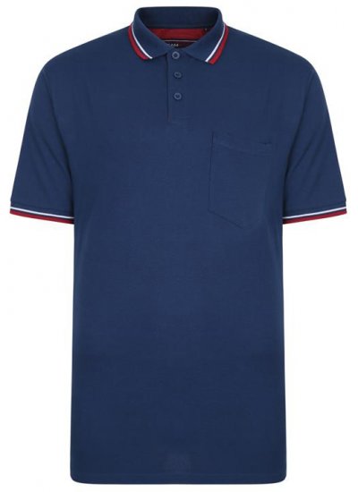 Kam Jeans 5400B Tipped Polo with Pocket Insignia Blue - Πόλο μπλουζάκια - Aνδρικά μπλουζακια πολο μεγάλα μεγέθη