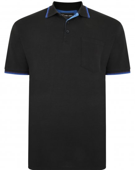 Kam Jeans 5400C Tipped Polo with Pocket Black - Πόλο μπλουζάκια - Aνδρικά μπλουζακια πολο μεγάλα μεγέθη