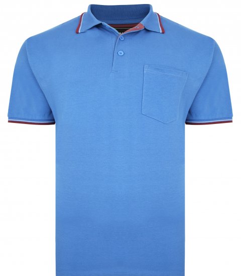 Kam Jeans 5400C Tipped Polo with Pocket Blue - Πόλο μπλουζάκια - Aνδρικά μπλουζακια πολο μεγάλα μεγέθη