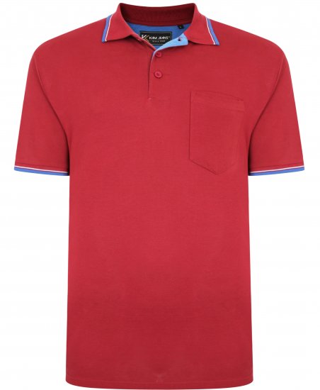 Kam Jeans 5400C Tipped Polo with Pocket Burgundy - Πόλο μπλουζάκια - Aνδρικά μπλουζακια πολο μεγάλα μεγέθη
