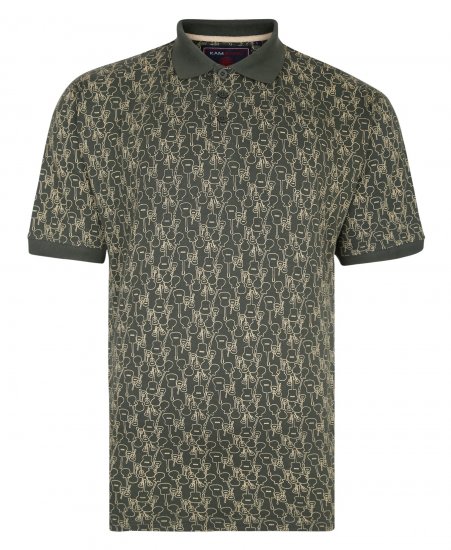 Kam Jeans Guitar Print Polo Olive - Πόλο μπλουζάκια - Aνδρικά μπλουζακια πολο μεγάλα μεγέθη