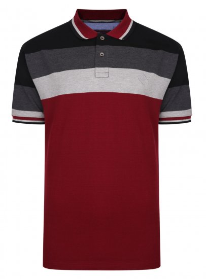 Kam Jeans Contrast Stripe Polo Grey - Πόλο μπλουζάκια - Aνδρικά μπλουζακια πολο μεγάλα μεγέθη