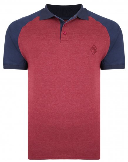 Kam Jeans 5446 Raglan Marl Jersey Polo Burgundy - Πόλο μπλουζάκια - Aνδρικά μπλουζακια πολο μεγάλα μεγέθη