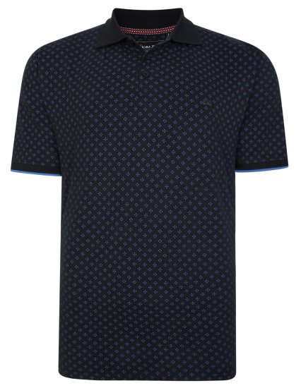 Kam Jeans 5455 Dobby Print Polo Black - Πόλο μπλουζάκια - Aνδρικά μπλουζακια πολο μεγάλα μεγέθη