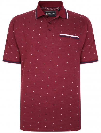 Kam Jeans 5456 Drop Needle Jersey Polo with Dobby Print Burgundy - Πόλο μπλουζάκια - Aνδρικά μπλουζακια πολο μεγάλα μεγέθη