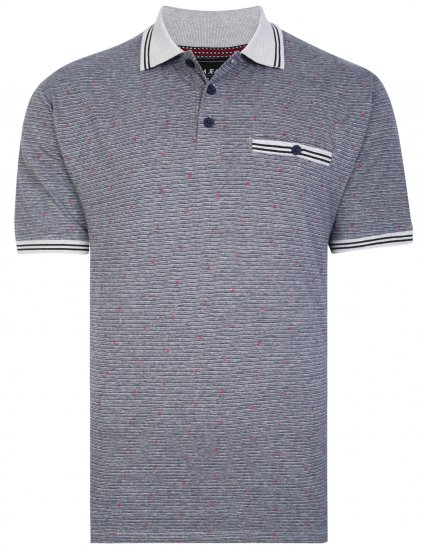 Kam Jeans 5456 Drop Needle Jersey Polo with Dobby Print Grey - Πόλο μπλουζάκια - Aνδρικά μπλουζακια πολο μεγάλα μεγέθη