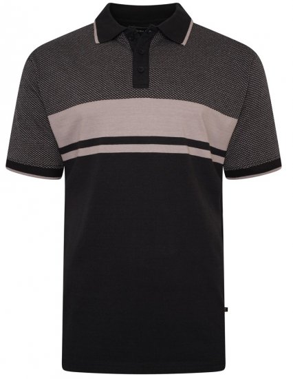 Kam Jeans 5462 Dobby Weave Polo Black - Πόλο μπλουζάκια - Aνδρικά μπλουζακια πολο μεγάλα μεγέθη